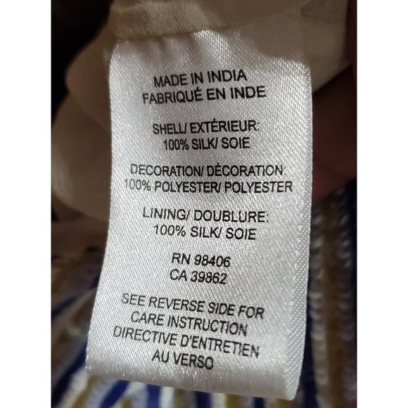 Theory Women's Blue & Yellow 100% Silk Sequin Sleeveless Top Blouse Size S/P - Picture 9 of 13